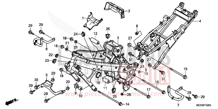 FRAME BODY for Deauville ABS PEARL CONCOURS BLACK (NHA65) from 2011